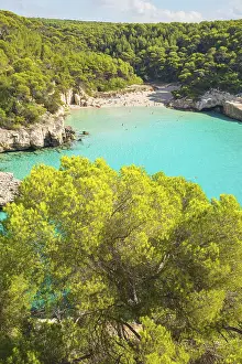Menorca Beach Drucke: High angle view of Cala Mitjana
