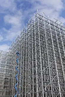 Central European Construction Site Drucke: High-bay warehouse under construction