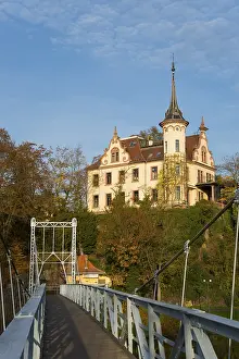 East German Landmark Drucke: High castle with steep access by bridge