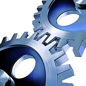 Symbolic Teamwork Image Drucke: high resolution 3D rendering of a gears concept