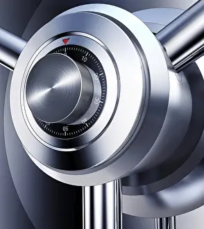 Computer Graphic Image Drucke: high resolution rendering of a bank vault detail