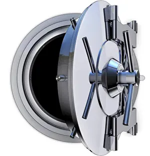 Deserted Bank Vault Scene Drucke: high resolution rendering of a bank vault