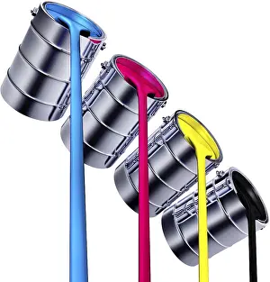 Computer Graphic Design Drucke: high resolution rendering of a cmyk concept