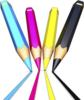 High Resolution Rendering Drucke: High resolution rendering of cmyk pencils