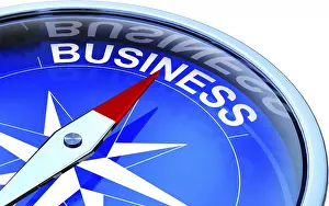 Computer Graphic Design Drucke: High resolution rendering of a compass with a business icon