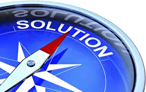 High Resolution Rendering Drucke: high resolution rendering of a compass with a solution icon