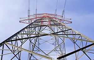 Electricity Pylon View Drucke: High voltage pole from below