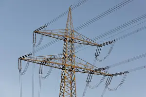 Electric Power Wire Drucke: High-voltage pylon, overhead lines