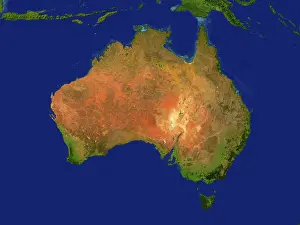 Australia Map Drucke: Highlighted image of Australia