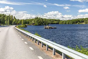 Swedish Countryside Landscape Photo Drucke: Highway E40 at Lake Langsjon