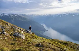Scenic Views From Above Drucke: Hiker at the top of Mount Prest