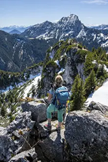 German Alps Landscape Photography Drucke: Hiker on the summit of Breitenstein