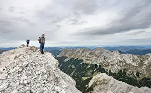 Hiker At Mountain Peak Drucke: Hiker at the summit of the eastern Odkarspitze