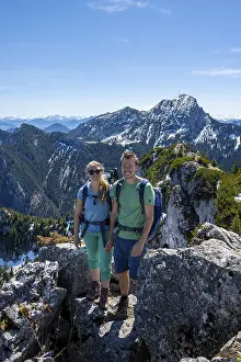 German Hiking Trails Europe Drucke: Two hikers on the summit of Breitenstein