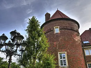 European Historic Landmark Image Drucke: Historic brick tower with windows