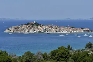 Adriatic Sea View From Above Drucke: The historic centre of Primosten