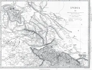 Mountainous Landscape Artwork Drucke: A map of India for the diffusion of useful knowledge