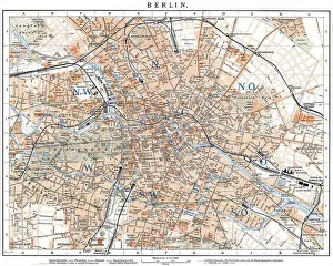 Historic City Centre Illustration Drucke: Historic map of Berlin, Germany