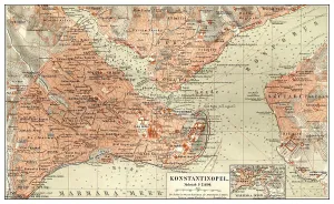 Geschichtlicher Kartenbild von Konstantinopel