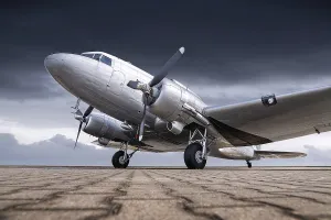 Vintage Airplane Drucke: historical airplane against a dramatic sky