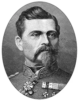 German Military Uniform Drucke: Historical drawing, portrait of Ludwig Samson Heinrich Arthur Freiherr von und zu der Tann or Tann-Rathsamhausen