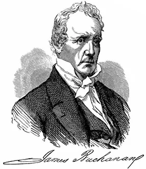 James Buchanan Portrait Drucke: Historical drawing from the U.S