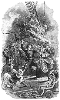 Historical Depiction Of War Drucke: Historical drawing from the U.S