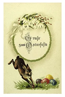 Coloured Easter Eggs Drucke: Historical Easter greetings card