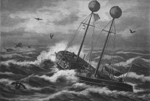 Sailing Ships History Drucke: Historical engraving, for connection with the mainland