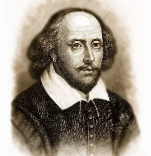 English Literature Writers Drucke: Historical engraving, digitally processed