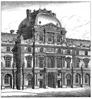 Louvre Museum History Drucke: Historical graphic representation