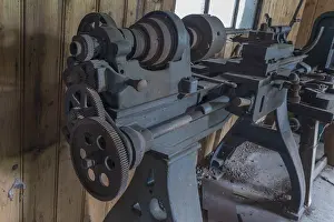 Industrial History Germany Drucke: Historical lathe, tool for metal processing