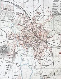 Old Europe Illustrations Drucke: A Historical Map of Hanover, Germany