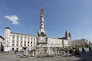 Oberosterreich Landmarks Drucke: Holy Trinity column, main square