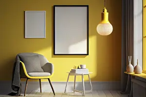 Computer Graphic Interior Design Drucke: Home interior poster mock up with vertical frame