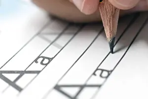 Alphabet Learning Drucke: Homework. Learning concept. Learning the alphabet