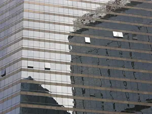 Urban Environment Photos Drucke: Hong Kong - reflection of a sky scraper in the front of another sky scraper