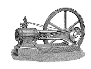 German Industrial Plant Drucke: Horizontal steam engine with hollow beam guide