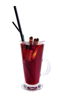 Isolated Food Image Drucke: Hot raspberry with orange tea isolated on white