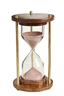 Time Measurement Device Drucke: Hourglass isolated on white background