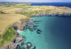 Drone Photography Cornwall Drucke: Housel Bay Cliffs from a drone