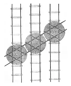 Vintage Railway Illustration Drucke: Hubs three parallel tracks and oblique