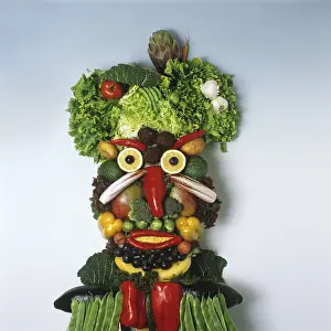 Healthy Eating Image Drucke: Human face made from fruit and vegetables