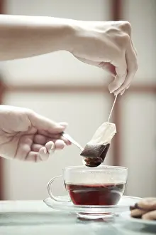 Deserted Breakfast Scene Drucke: Human hands making tea