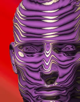 Colorful Computer Graphic Drucke: Human head in psychedelic colors