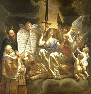 Historical Christian Illustration Drucke: Human Right on the Basis of Divine Justice