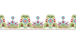 Red And White Ornamentation Drucke: Hungarian vector embroidery pattern for borders