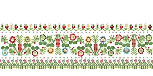 Red And White Ornamentation Drucke: Hungarian vector embroidery pattern for borders