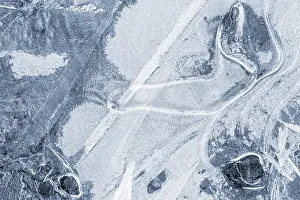 Hoarfrost Germany Drucke: Ice structures in a puddle of water