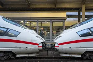 Railway Track Germany Drucke: ICE train on the platform in Essen Central Station
